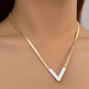 18k Gold Plated V-Shaped Snake Chain Necklace